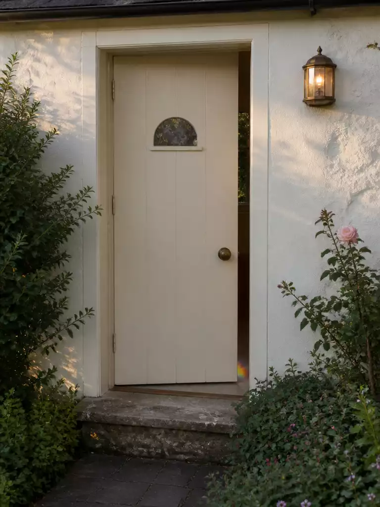 Half Round Window Door Cottage Style Beveled Glass Entry