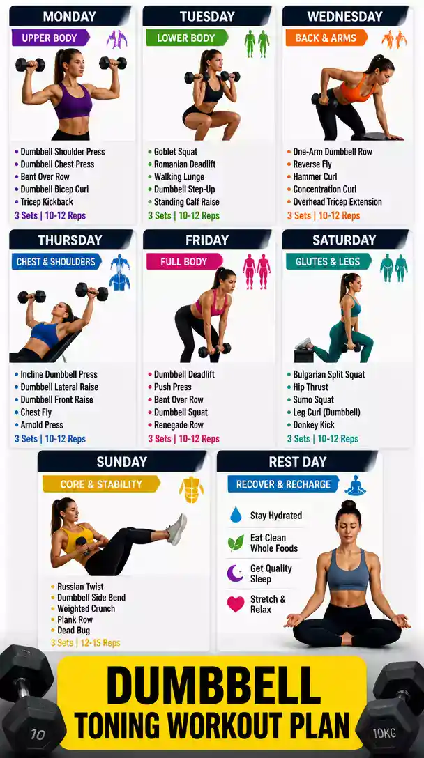 Dumbbell Toning Workout Plan That Runs Across Four Days Per Week