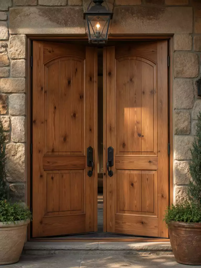 Knotty Alder Double Front Doors: Rustic Charm Meets Quiet Luxury