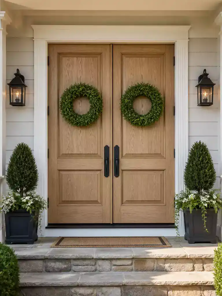 White Oak Wooden Double Doors