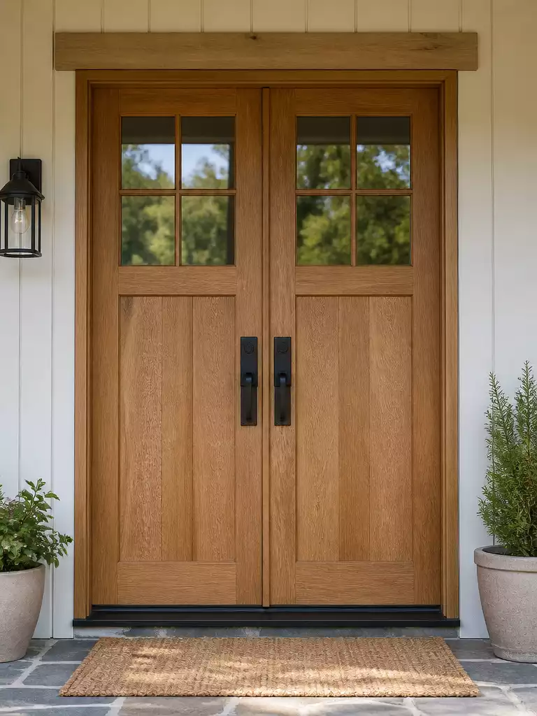 Quartersawn Oak Wooden Double Doors