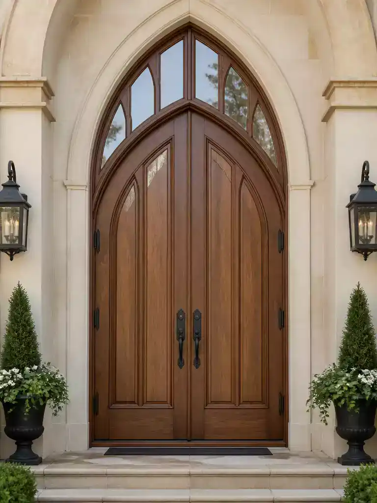 Cathedral Top Wooden Double Doors