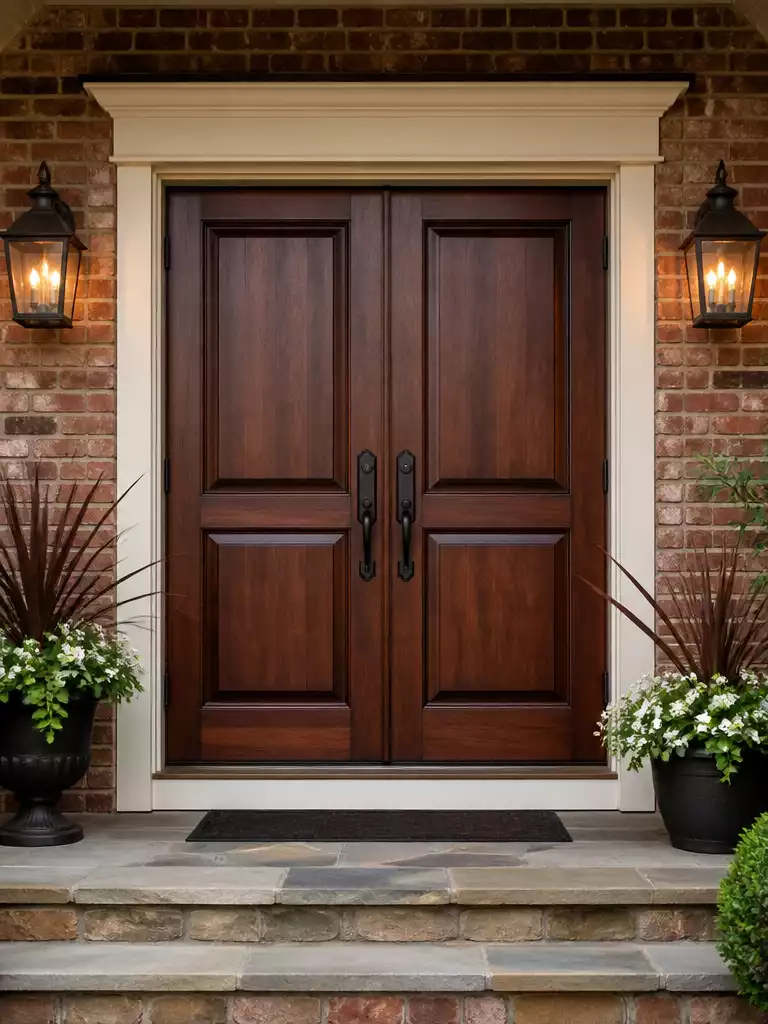 Mahogany Wooden Double Doors