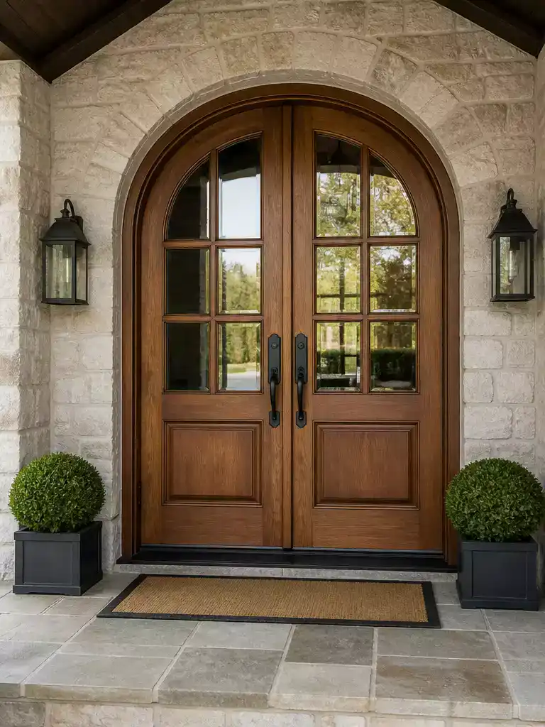 Arched Top Wooden Double Doors