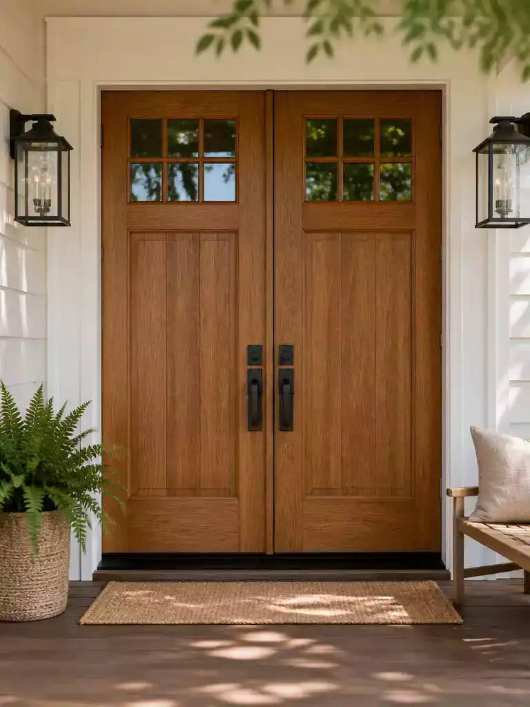 Quartersawn Oak Wooden Double Doors