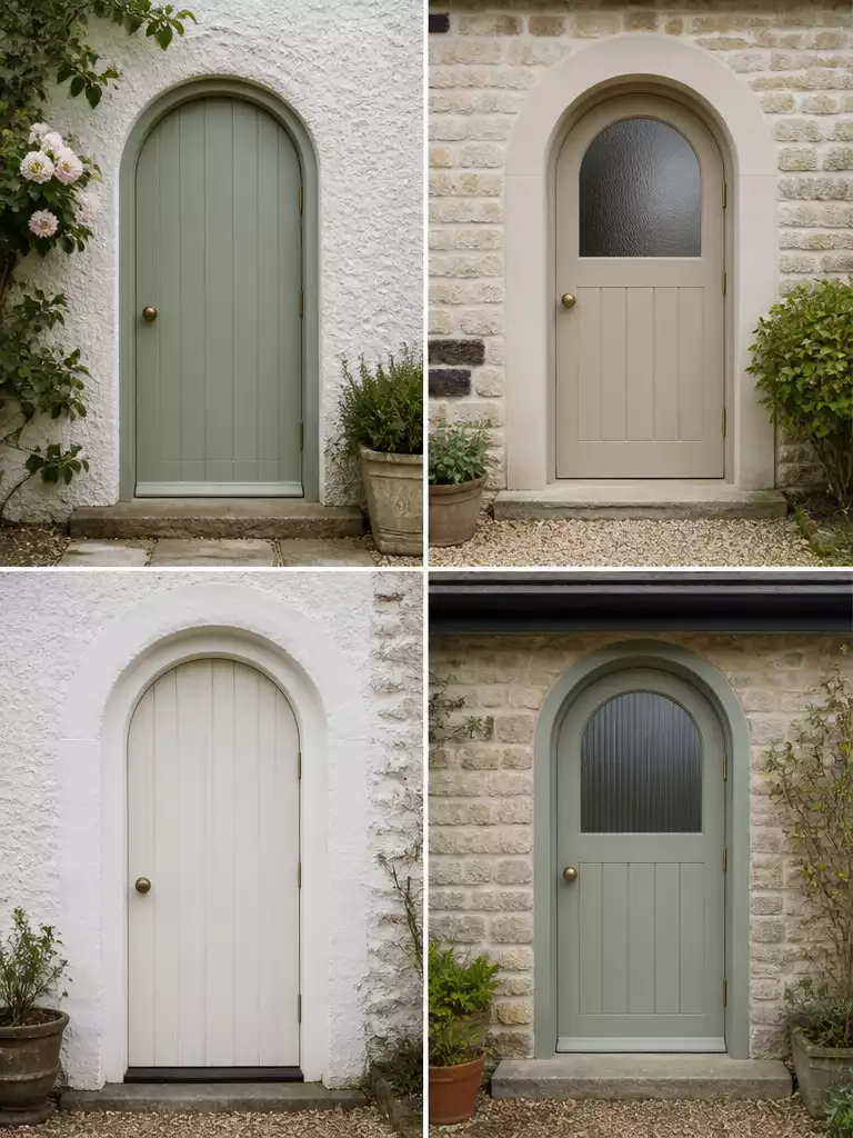 Arched Top Door cottage front door with segmental curve and simple trim