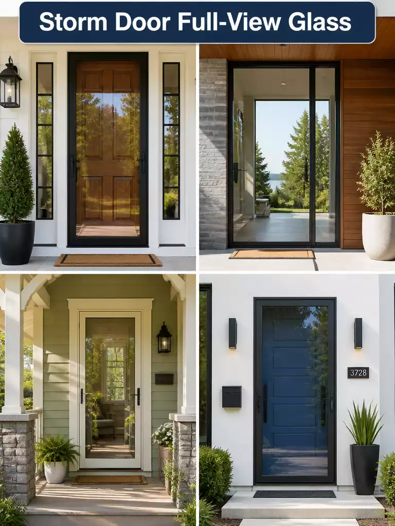 Full-View Glass Storm Door Showcasing Clear Visibility and Natural Light