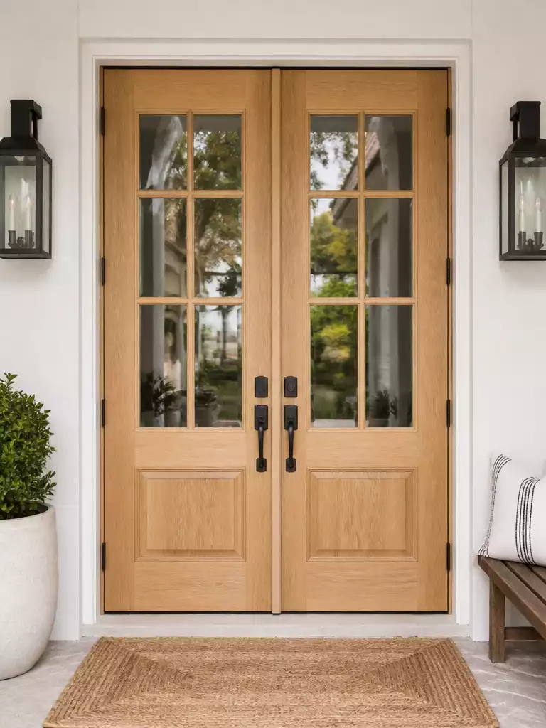 White Oak Wooden Double Doors