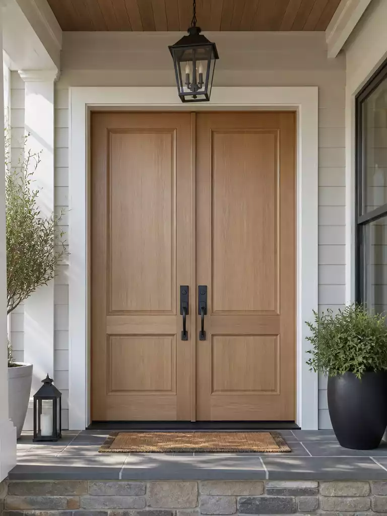 White Oak Double Front Doors Crafted for Timeless Elegance