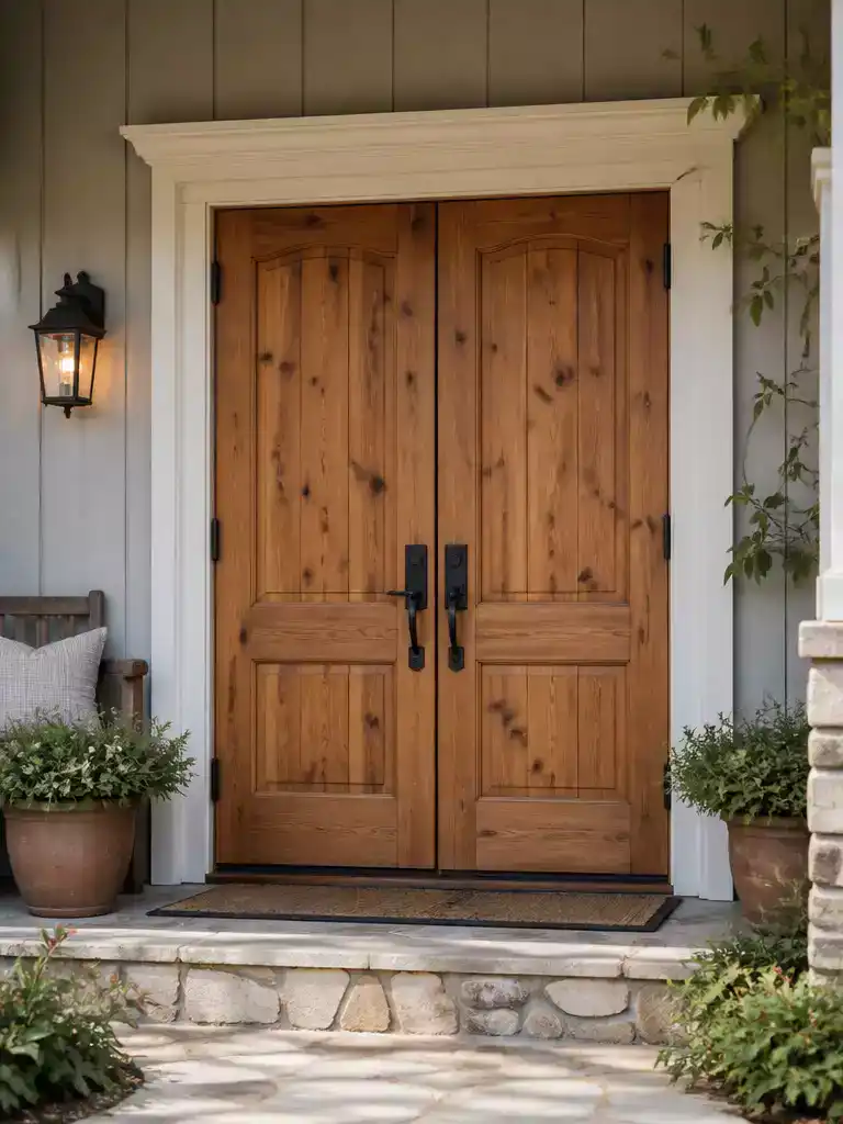 Knotty Alder Wooden Double Doors
