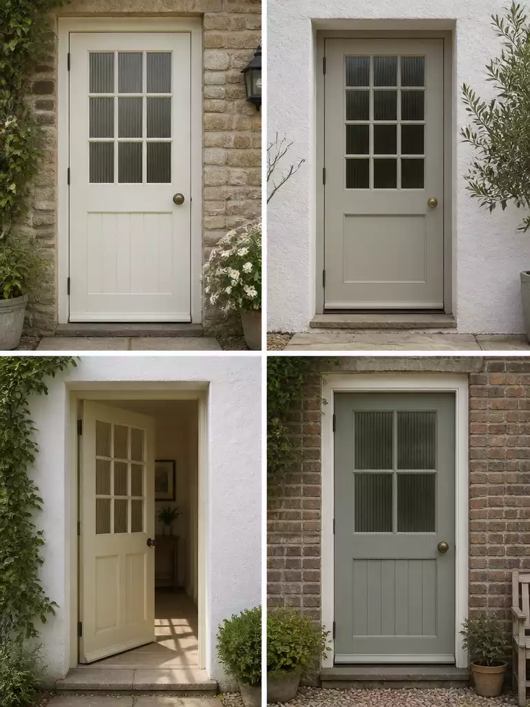 Top Half Glass Cottage Front Door With Divided Pane Grid