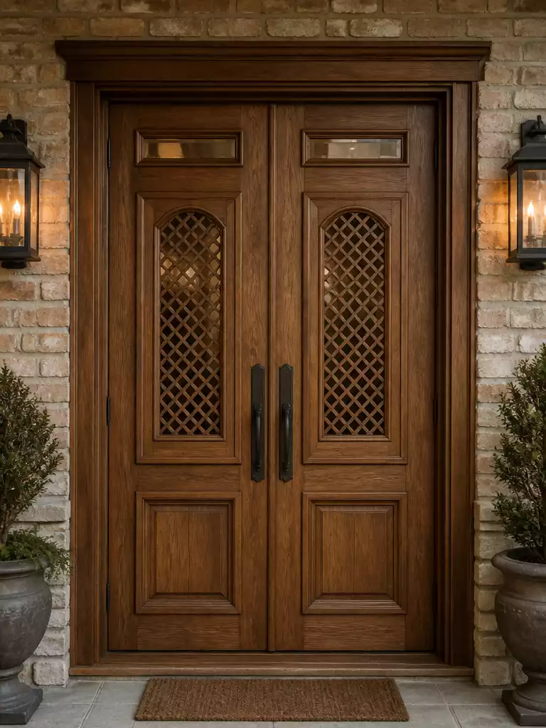 Speakeasy Grille Wooden Double Doors: Hidden Luxury Through Architectural Detail