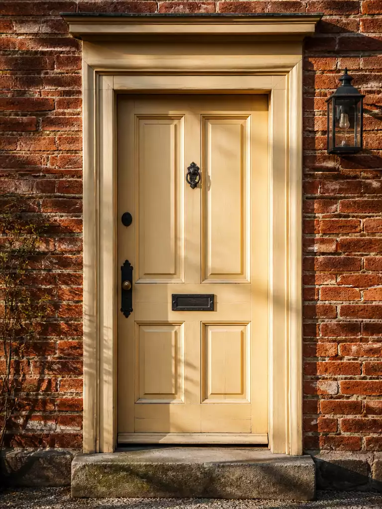 Buttery Cream Cottage Style Front Door Ideas for Warm Classic Entryways