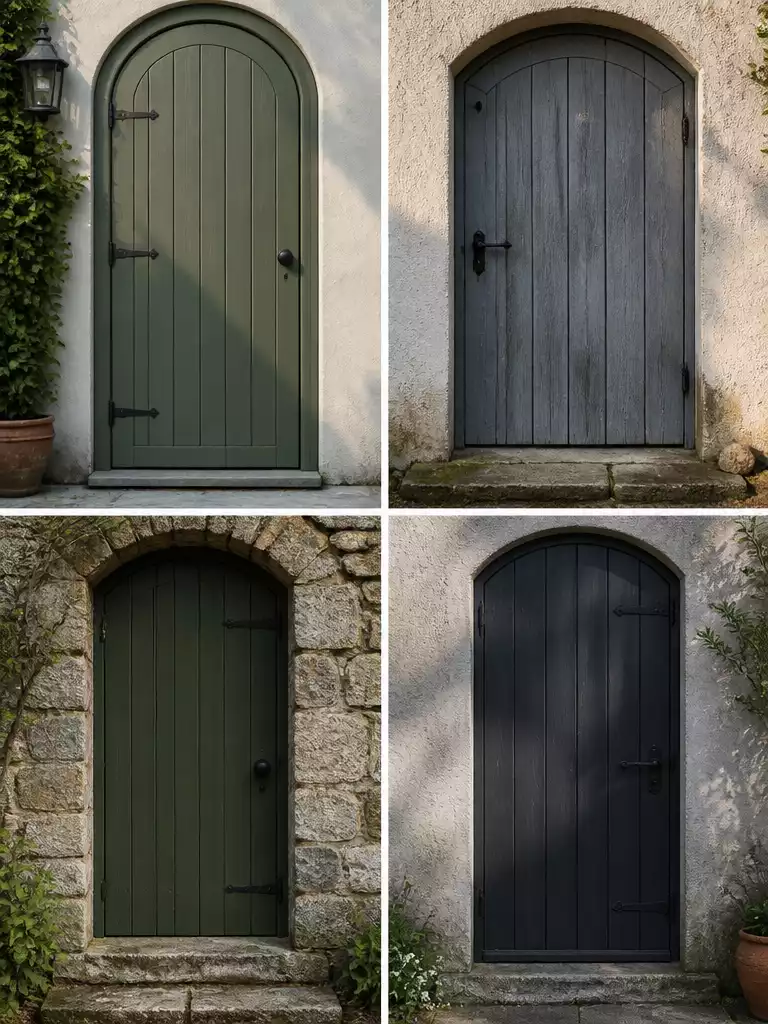 Arched Plank and Batten Cottage Front Door Ideas