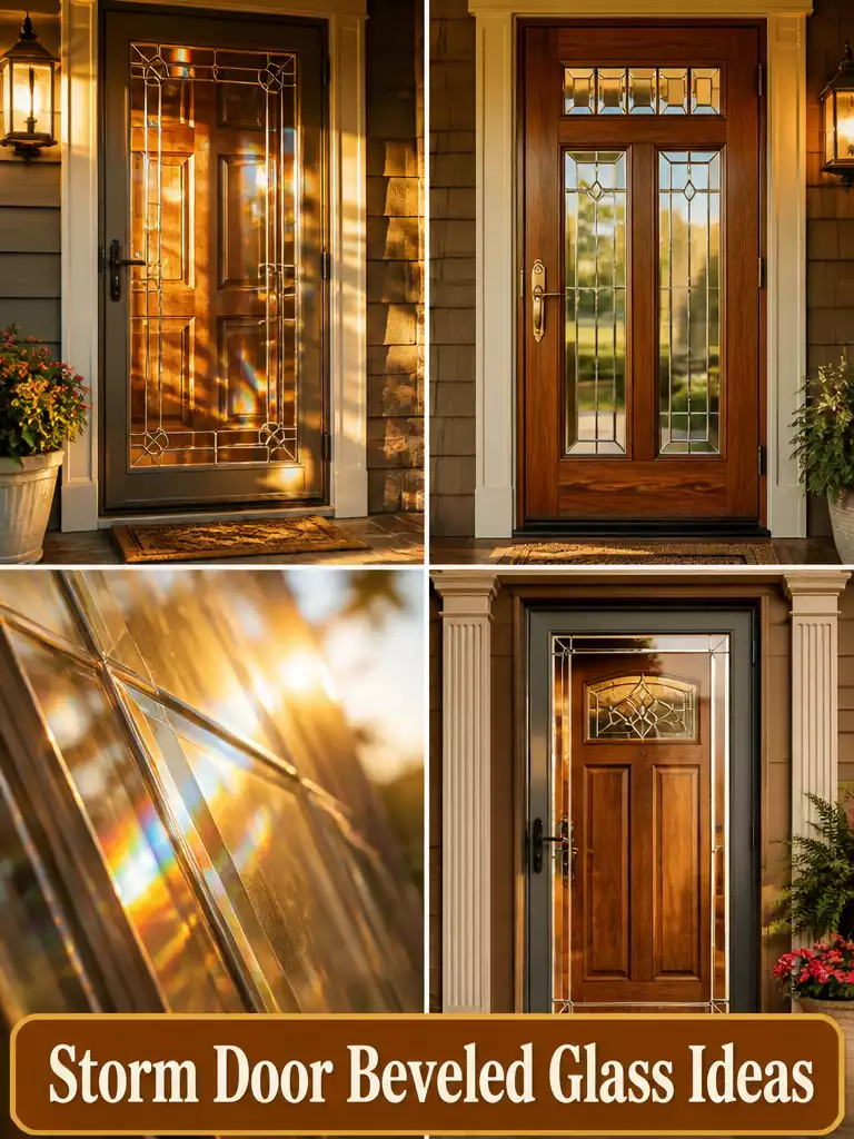 Beveled Glass Storm Door Adding Elegant Texture to Front Entry