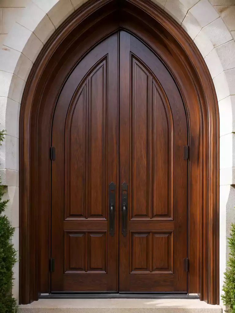 Cathedral Top Wooden Double Doors