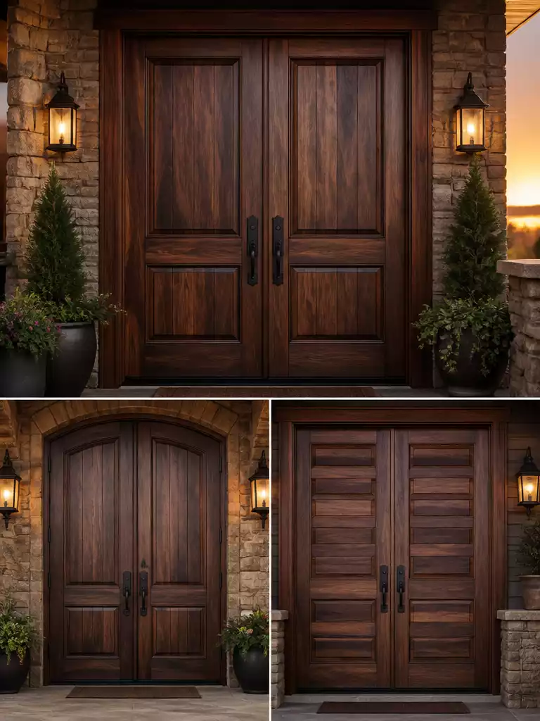 Walnut Wooden Double Doors