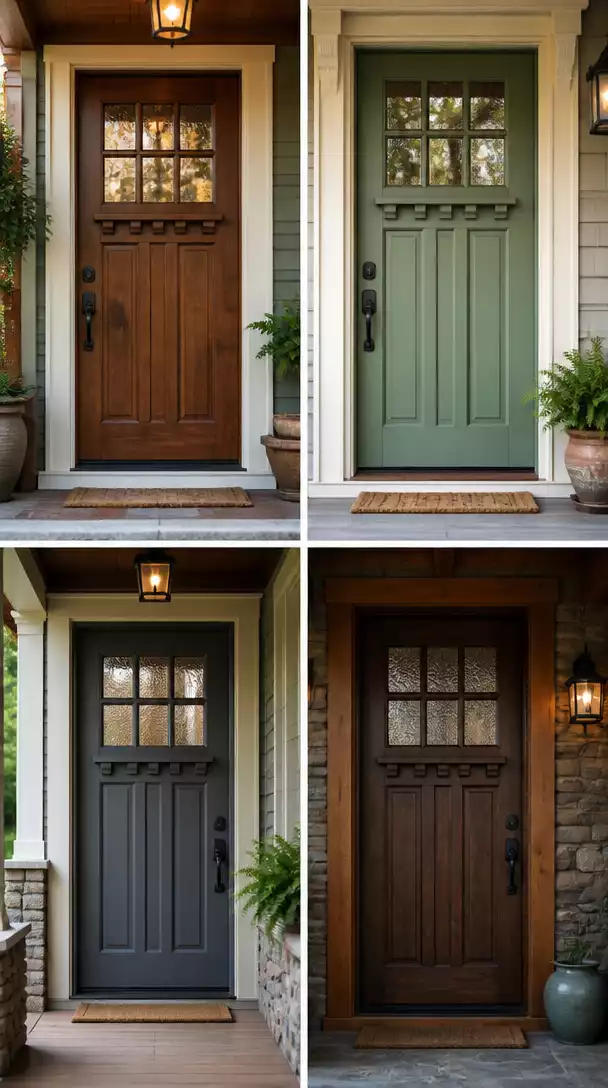 Craftsman Style Door with Dentil Molding and Divided Lites