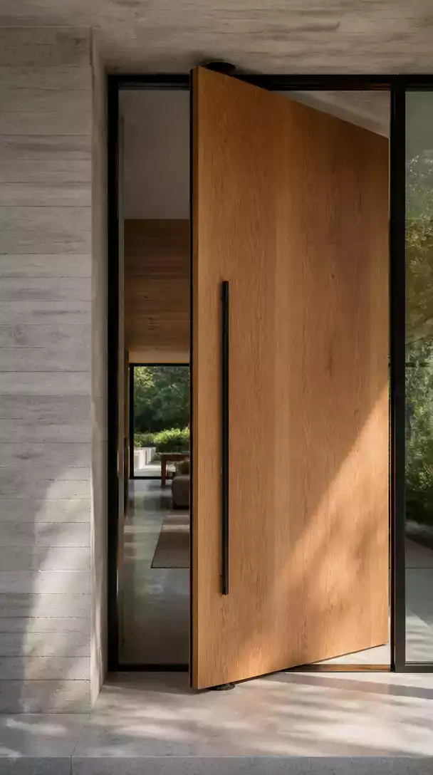 Pivot Door Ultra-Modern Entrance for Custom Architectural Home Curb Appeal