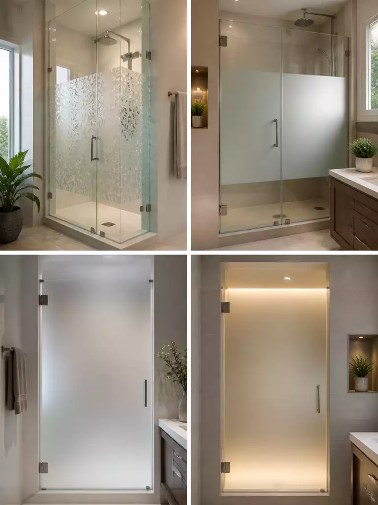 Frosted Privacy Panels for a Secluded Spa Shower Experience
