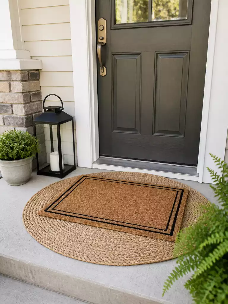Jute Round Under Rectangle