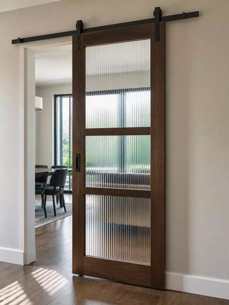 Fluted Glass Barn Door