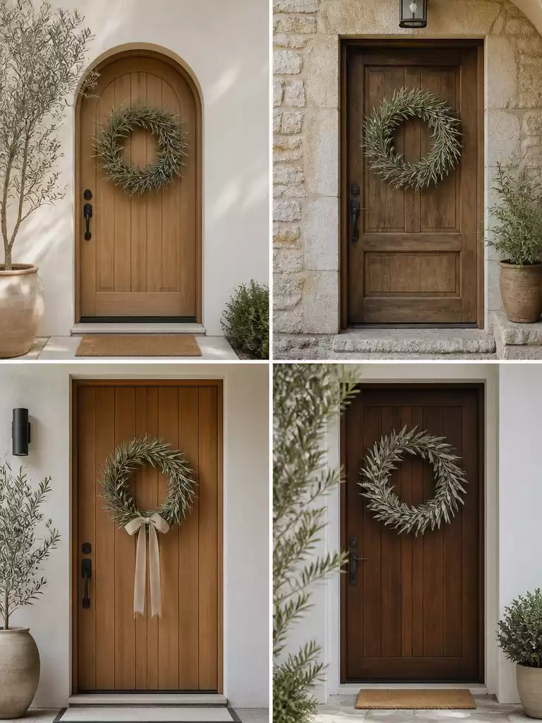 Olive Branch Wreath Ideas for Mediterranean Style Front Doors