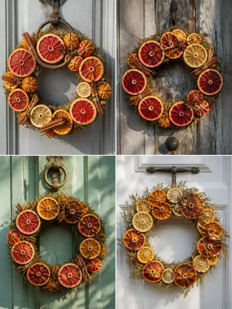 Dried Citrus Wreaths for a Non-Cliché Front Door Display