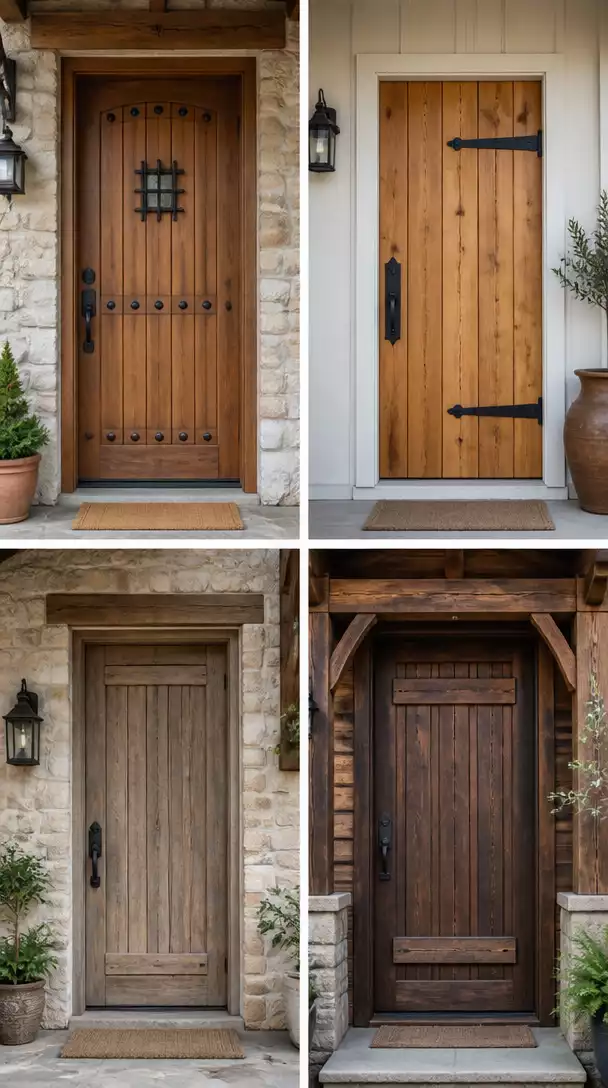 Rustic Farmhouse Door with Speakeasy Window and Iron Clavos