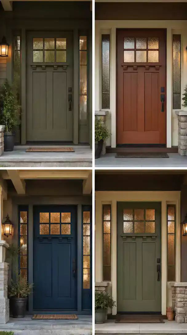 Craftsman Style Door inspiration for homes with deep porches and natural stone