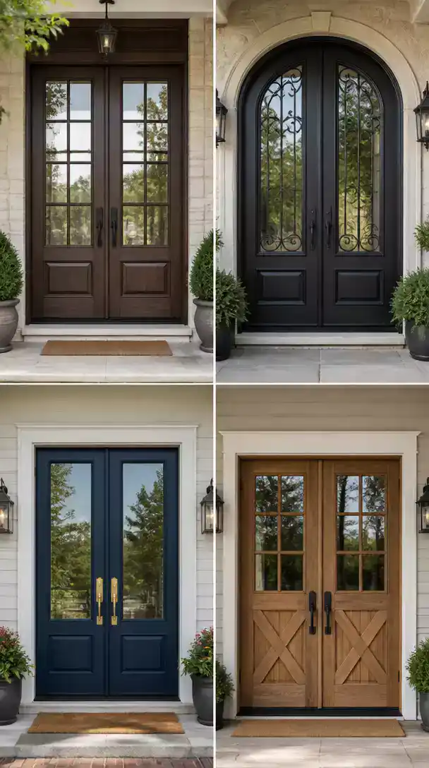 Double Entry Door styles for grand architectural curb appeal