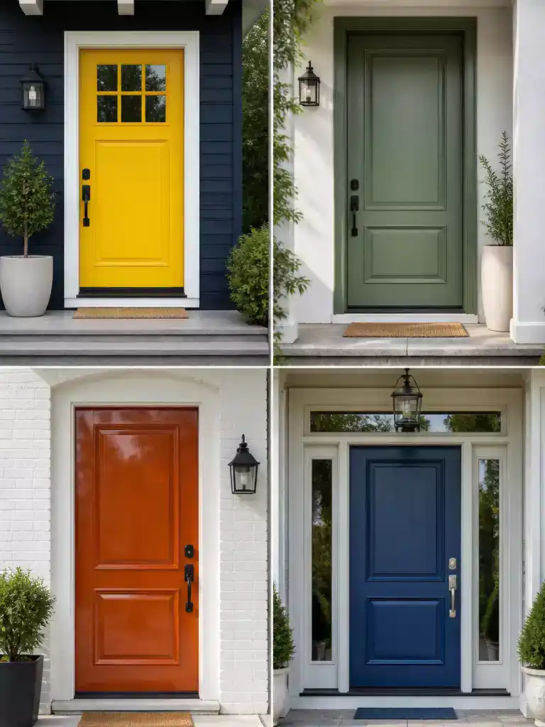 Bold Color Statement Door: Transform your entryway with high-impact paint colors and finishes