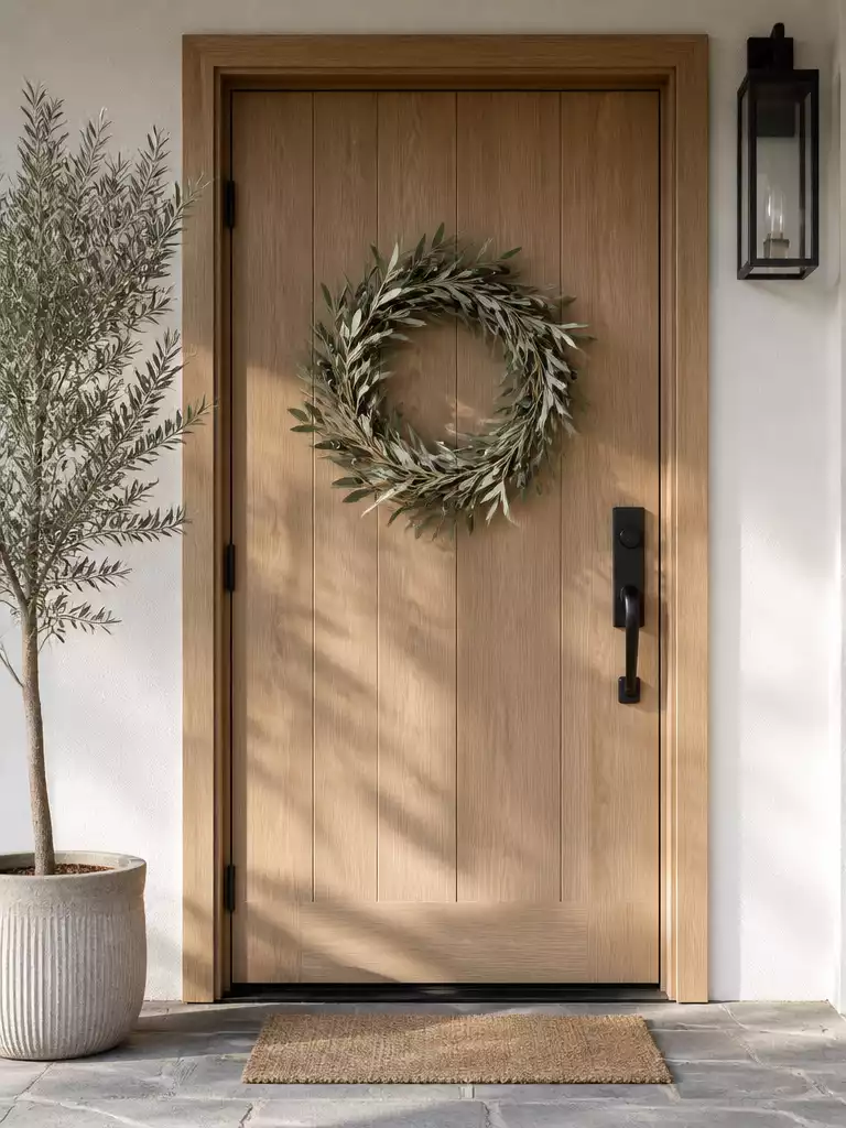 Olive Branch Wreaths for a minimalist Mediterranean style front door