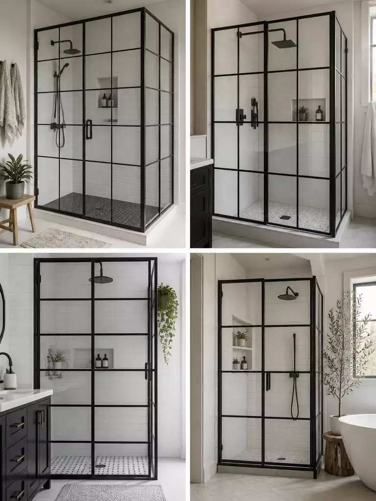 Black Frame Grid Doors