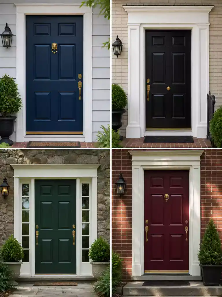 Classic Paneled Door for Traditional Curb Appeal and Symmetrical Home Exterior