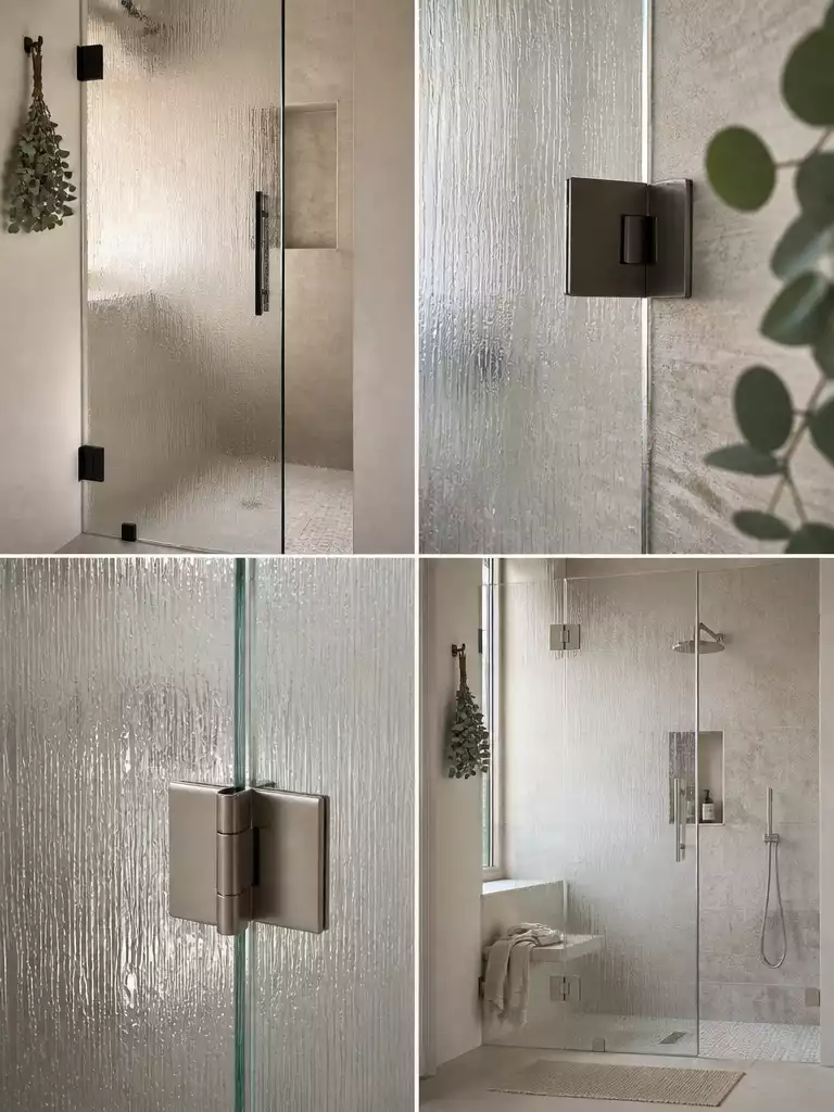 Rain Glass Texture Shower Doors for a Relaxing Nature Inspired Bathroom