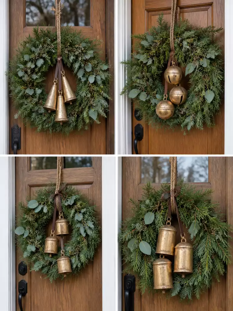 Brass Bells for Front Door Christmas Wreath Accent Ideas