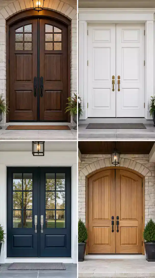 Stately Double Entry Door Designs for Large Foyer Curb Appeal