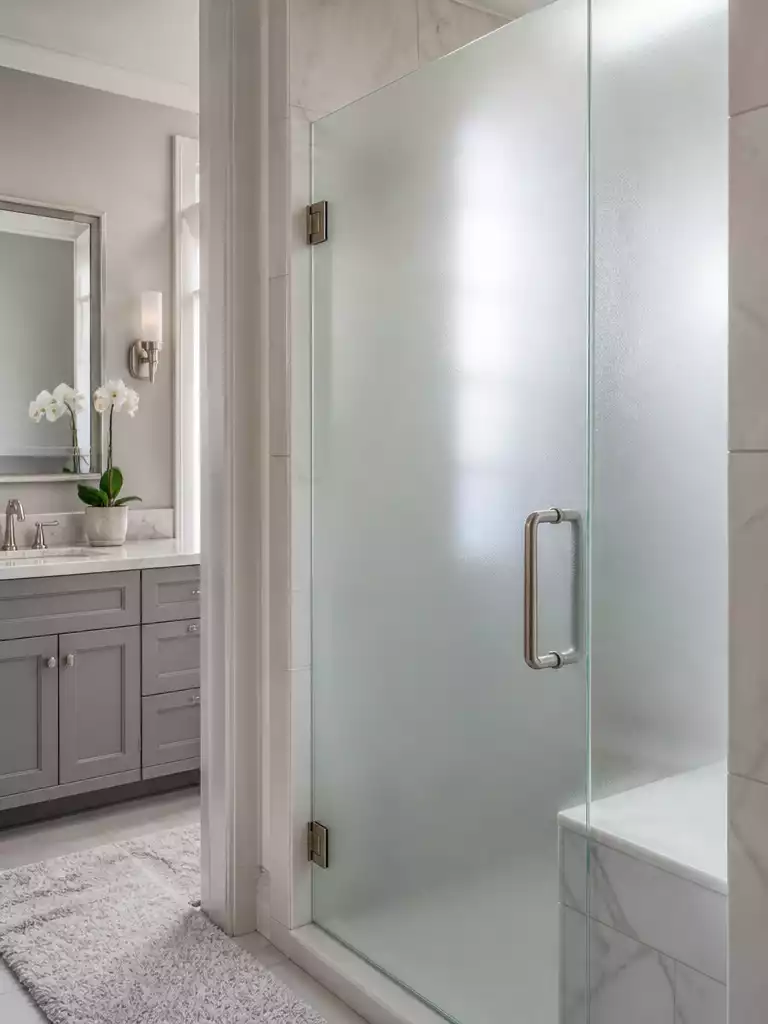 Frosted Privacy Panels for a Secluded Spa Shower Experience