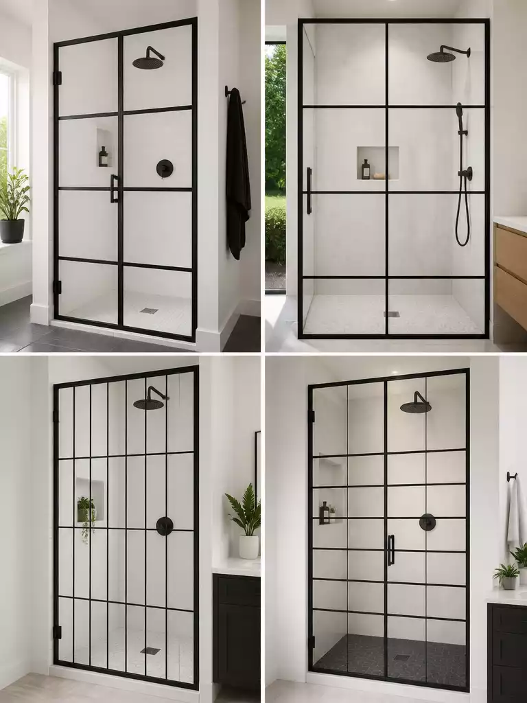 Black Frame Grid Doors