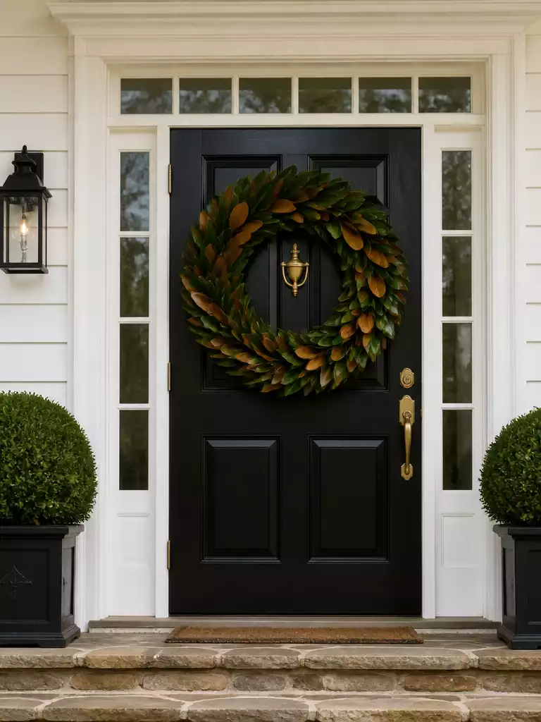 Magnolia Leaf Wreaths for a Sophisticated and Architectural Front Door