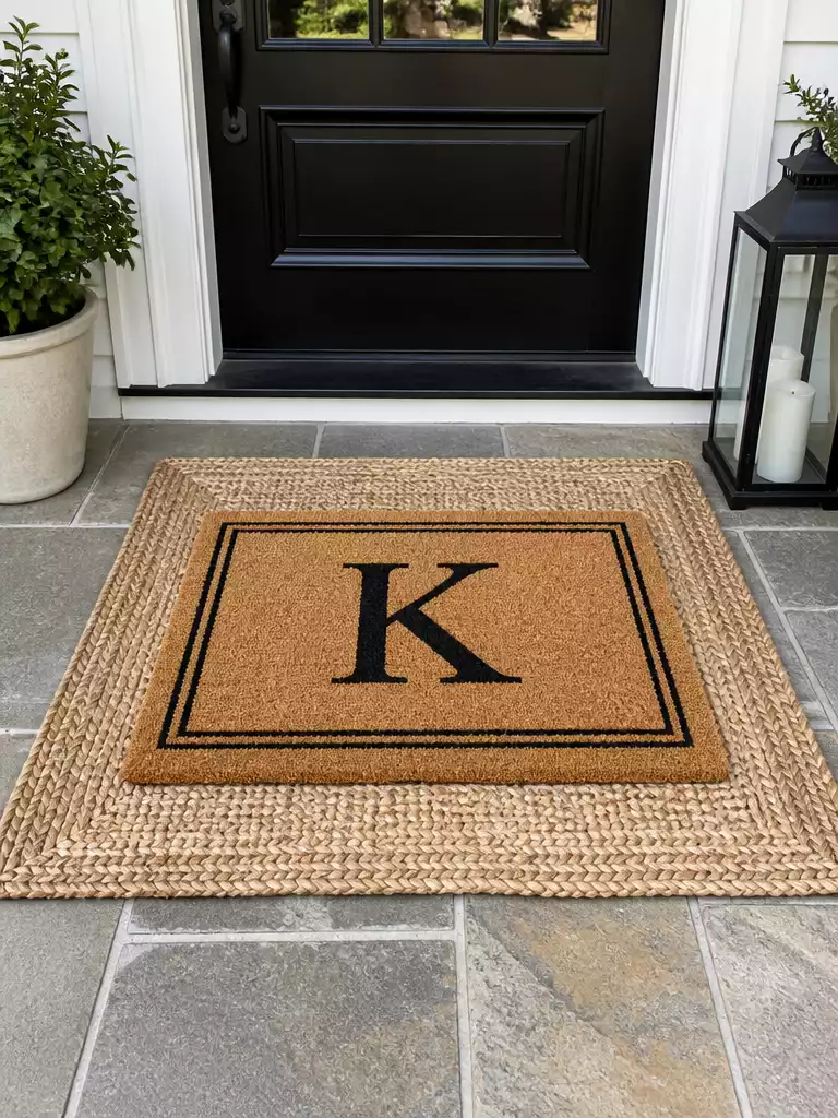 Monogram Mat on Woven Seagrass