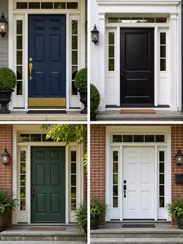 Classic Paneled Door for Traditional Home Architecture and Symmetrical Curb Appeal