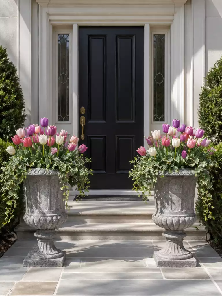 Matched Urn Pair Flanking the Door