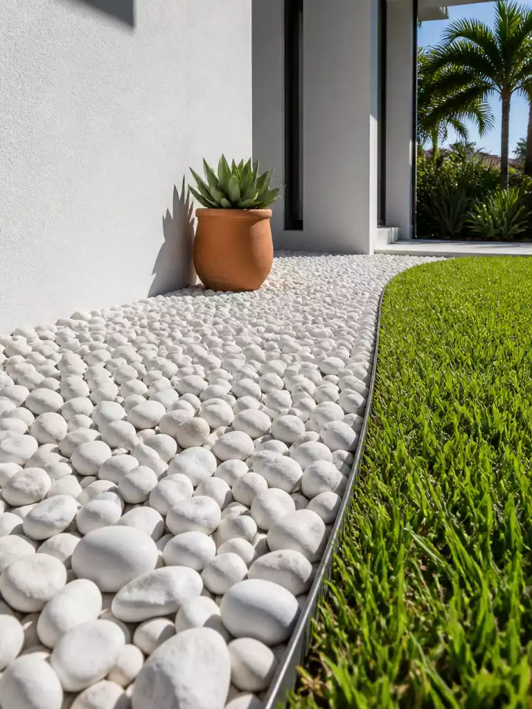 White Pebble Or Gravel Bed