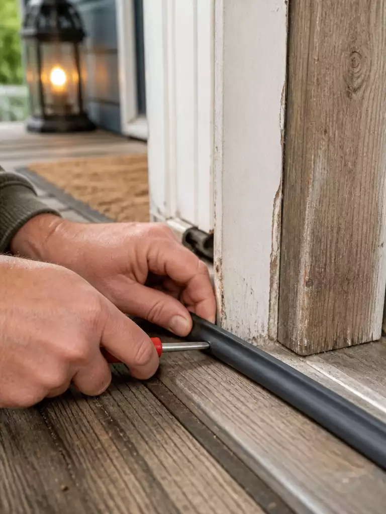 Worn Threshold to New Weatherstripping