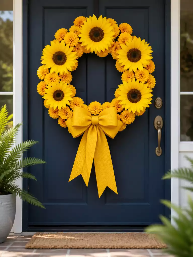 Sunny Yellow Bow Wreath