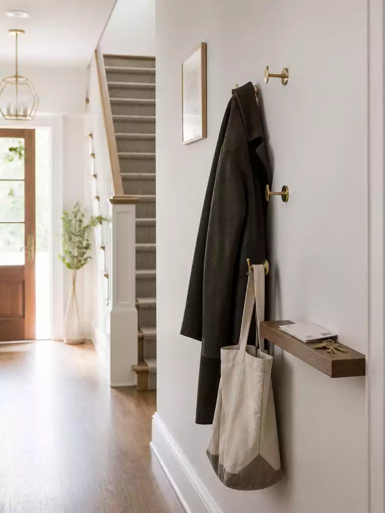 Wall-Mounted Hooks and Ledge