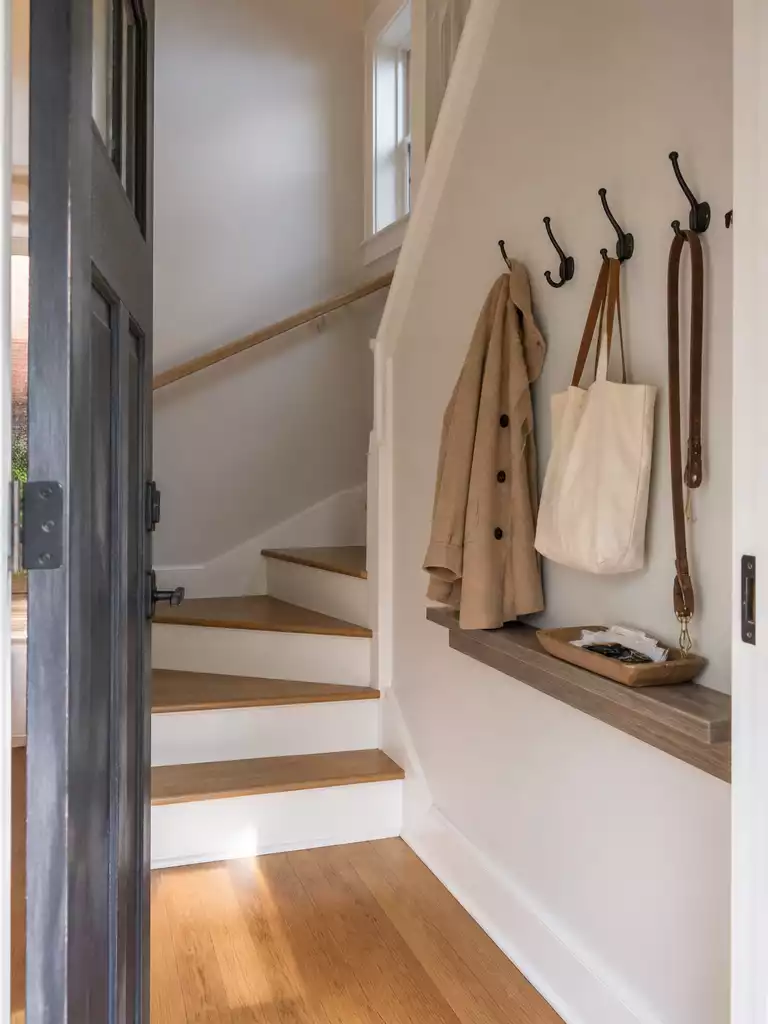 Wall-Mounted Hooks and Ledge