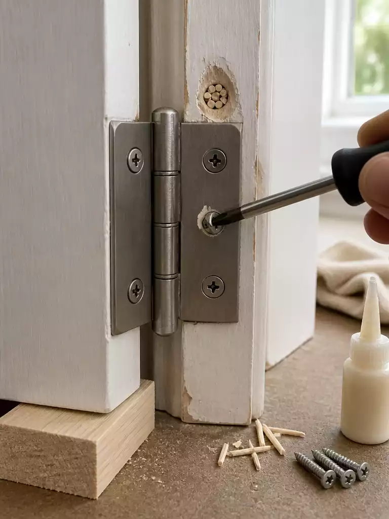 3. TIGHTEN LOOSE HINGE SCREWS